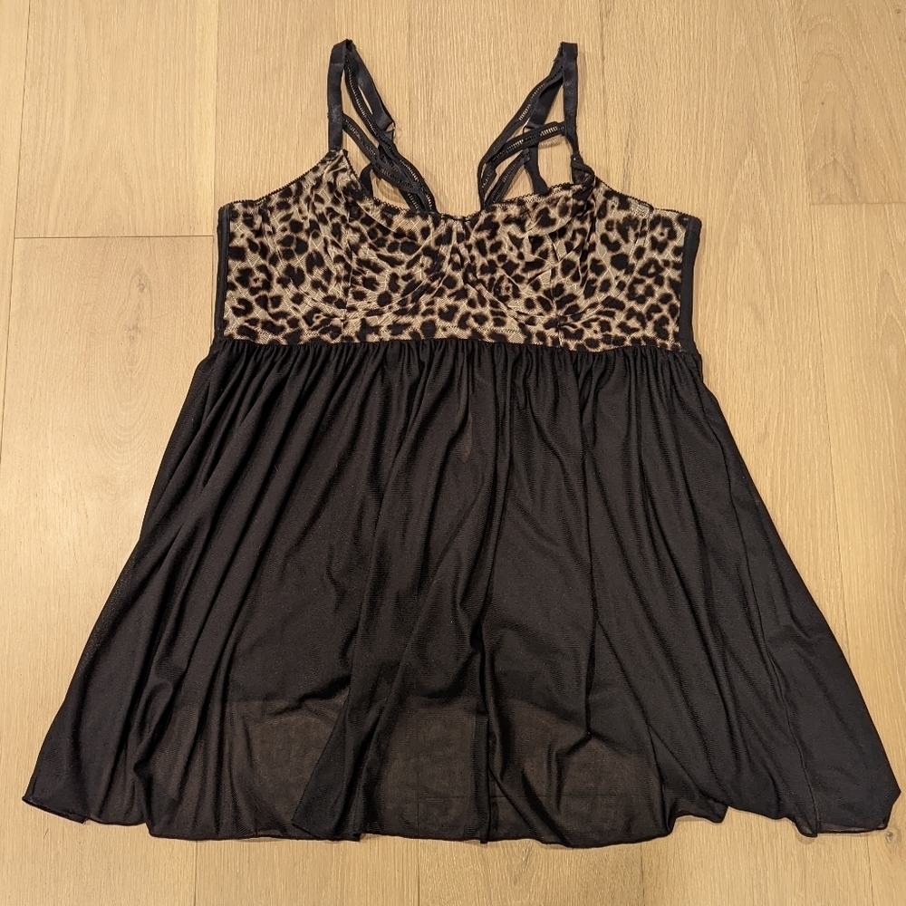Leopard Print Black Lingerie